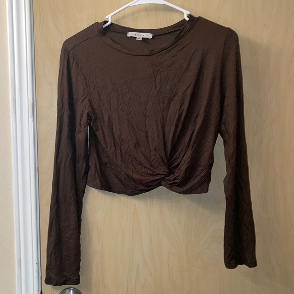 Army Green, Size L knotted long sleeve crop